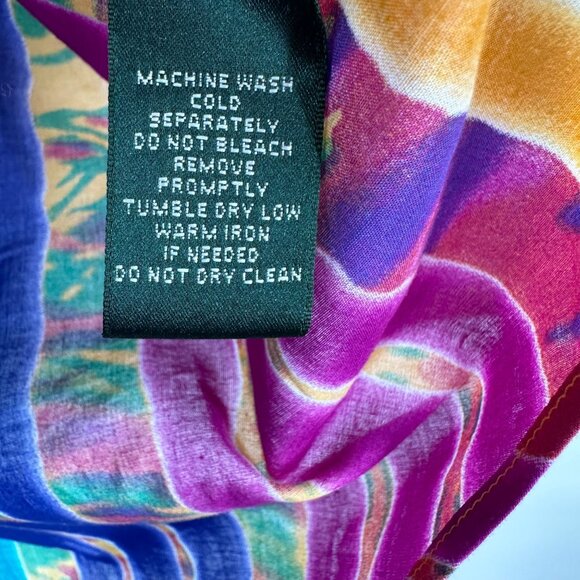 Lauren Ralph Lauren Tie-Dye India 90s Y2K Vintage 3/4 Slv Button-Down Shirt S - Picture 6 of 6